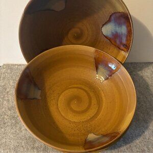 2 Sango Brown Drip Glaze Splash Design 7.75" Bowls  #3202